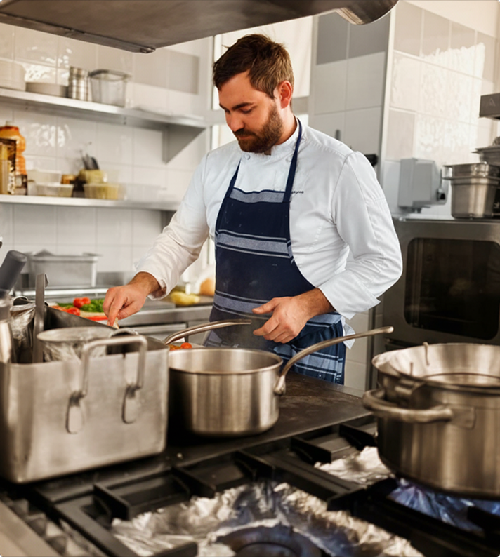man cooking